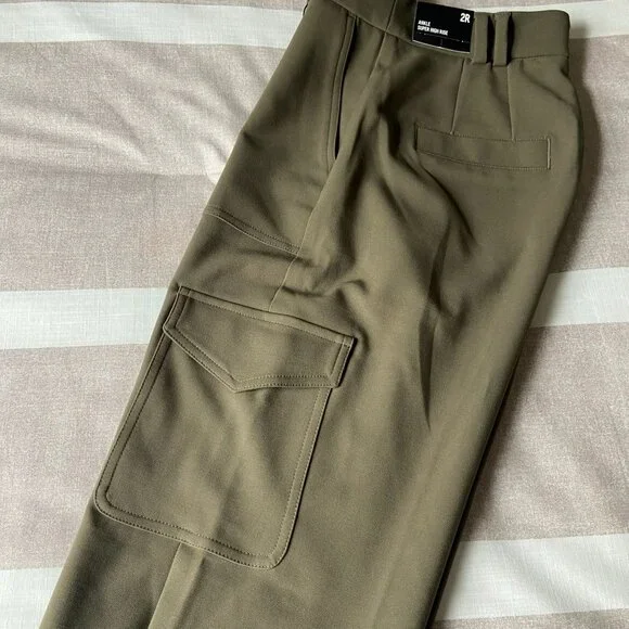 NWT Express Ankle Super High Rise Pants Pleated Women’s Cargo Sz 2R - Picture 6 of 8